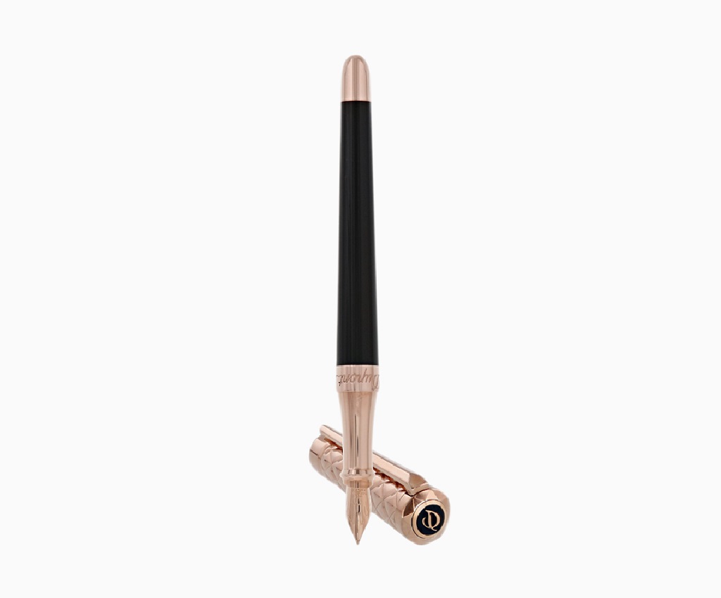 Liberte Black Natural Lacquer Pink Gold Finish Fountain Pen